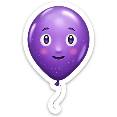 party decor  1 baloon purple glitter   sticker