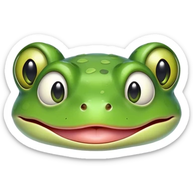 Green frog with its tongue sticking out and cross-eyed, silly expression sticker