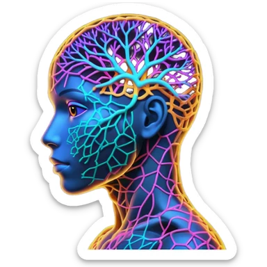 human silhouette with a neural network pattern inside the head sticker