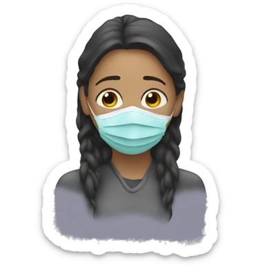 A sick woman have mask  sticker