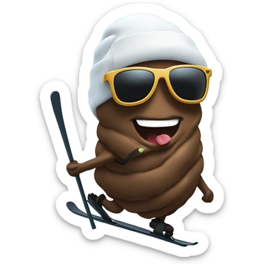 Poop on skis sticker
