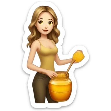 Beauty-caucasian-full-body-Girl and the pot of honey sticker