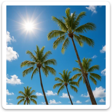 sunny sky photo with palm trees sticker