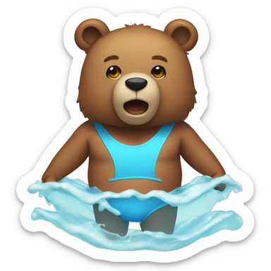 Bear in bathing suit sticker
