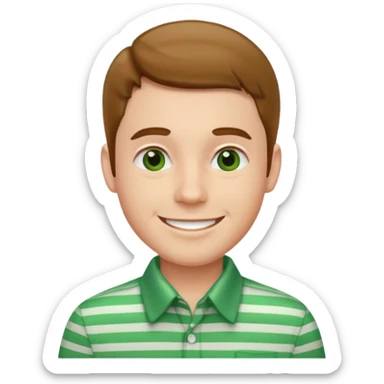 Man with green Striped Shirt not a t shirt sticker