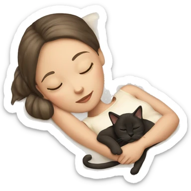 Girl and cat siamese sleeping sticker