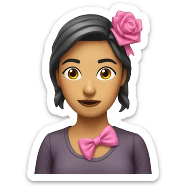 chica con lazo rosa sticker