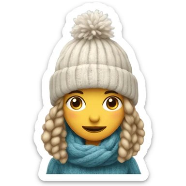 cold girl with wool hat  sticker