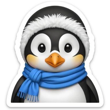 penguin with blue scarf and balaclava  sticker