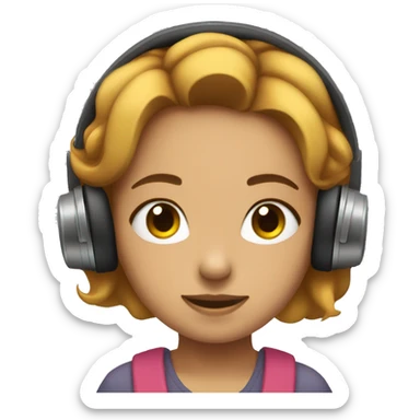 a girl with bob hair wearing headphones enjoying music with eyes closed sticker