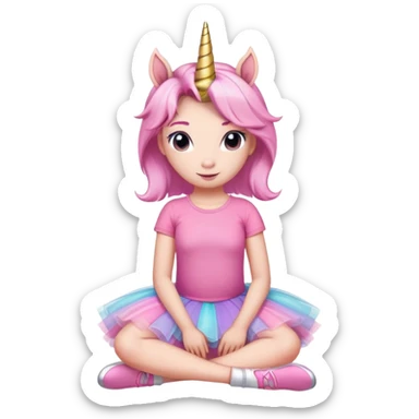 head of an anthropomorphised female unicorn in tutu and pink t-shirt, relaxed pose sticker