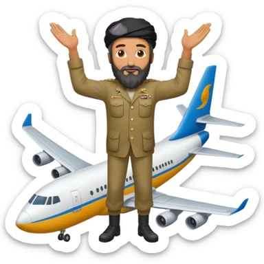 Osama bin Ladin standing on top of a plane with legs sticker