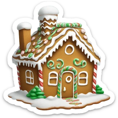 gingerbread house with powdered sugar and green sage  sticker