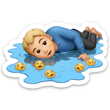apple style emoji of a man sprawled face down in a puddle sticker