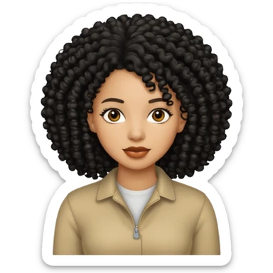 Uma mulher negra da pele clara com cabelo enrolado grande preto  sticker