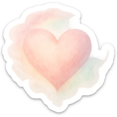 heart with a soft rainbow mist, digital illustration sticker