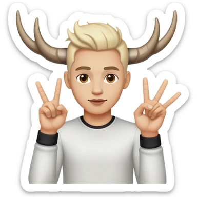 Rock on hand sign with light skin tone, horns gesture sticker
