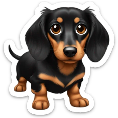 Long haired minature dachshund Black and tan sticker
