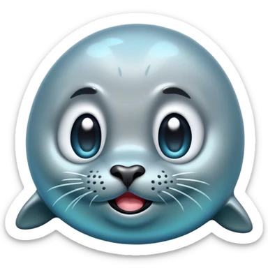 Cinematic Comical Seal Portrait Emoji, Head tilted dramatically with an exaggeratedly shocked expression, featuring a polished, streamlined body with wide, comically expressive eyes brimming with humorous disbelief, Simplified yet hilariously expressive features, highly detailed, glowing with a slightly sassy aquatic glow, high shine, dramatic yet playful, stylized with an air of quirky maritime attitude, soft glowing outline, capturing the essence of a meme-worthy seal that appears ready to side-eye its way into viral fame! sticker