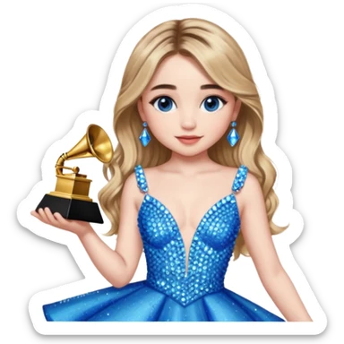 sabrina carpenter blue rhinestone grammy dress sticker