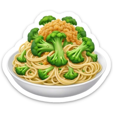 Broccoli and sprinkled bread crumbs over spaghetti  sticker