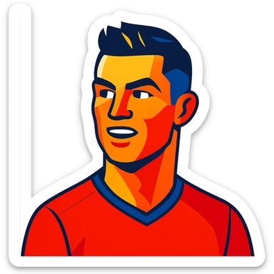 Cristiano Ronaldo iconic footballer portrait in vibrant toon style sticker