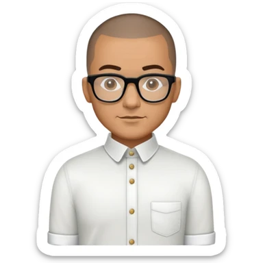 40 year old Buzz cut Latino with glasses and French cuff shirt sticker