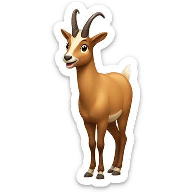 happy smiling brown chamois left hoof pointing up sticker
