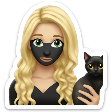 Pretty long blonde haired woman holding Black cat sticker