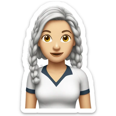 female squash player, 50s, white, always tie her hair  sticker