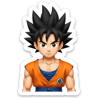 Goku from Dragon Ball Z, spiky black hair, orange gi sticker