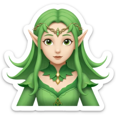 woman with elf ears wearing a green outfit sticker