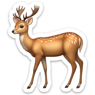 cinematic-[deer]-realistic-full-body-standing on all fours-emoji,-tail-tucked-close,-head-tilted-dramatically,-sleek-[fawn]-fur,-simplified-yet-realistic-focused-features,-highly-detailed,-glowing-with-an-almost-sarcastic-glow sticker