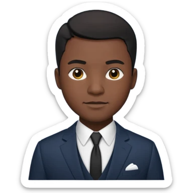 black man short hait with suit sticker