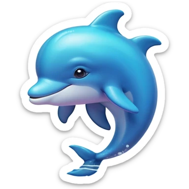 Cinematic Huggable Dolphin Portrait Emoji, Embracing a cuddly, rounded form with a soft, inviting silhouette and a gentle, warm smile, featuring smooth, glossy skin and large, endearing eyes that sparkle with affection, Simplified yet irresistibly adorable features, highly detailed, glowing with a tender, pastel aquatic glow, high shine, comforting and delightful, stylized with an air of plush marine lovability, soft glowing outline, capturing the essence of a super cute dolphin that seems as if it could be hugged into your heart! sticker