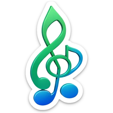 3D gradient blue to green music icon logo note  no background unique y2k clipart sticker