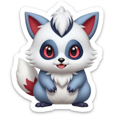 Cute furry flurry fuzzy adorable chubby Absol-Zorua-Furret-Zangoose-Chinchilla-fusion-animal-Fakémon-hybrid-creature  sticker