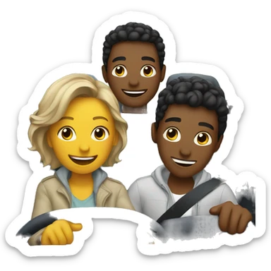 friends enjoying car ride sticker