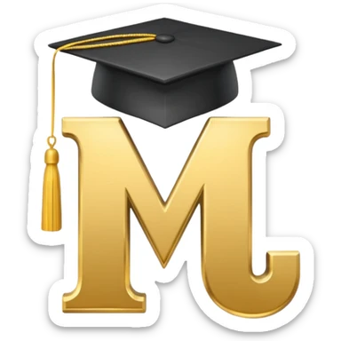 The letters "MPU", wearing a graduation hat sticker