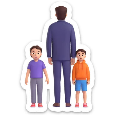 a scared child with a man silhouette behind the back sticker