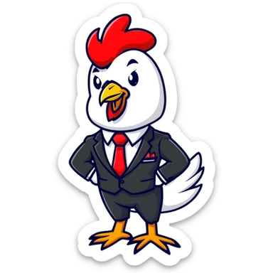 business rooster wearing suit and tie sticker