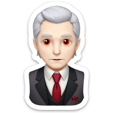  {
      "type": "human",
      "look": "old vampire lord, gray hair, formal vest, crimson tie",
      "description": "an old vampire lord with gray hair wearing a formal vest and crimson tie"
    } sticker