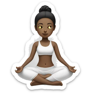White skin with black hair in meditation energy girl  sticker
