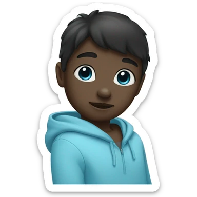 Half black and baby blue heart sticker