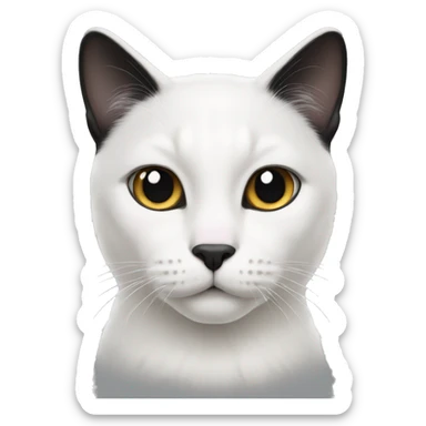 White cat with black fur on ears  sticker
