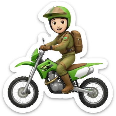 dirtbike rider in green gear laughing sticker