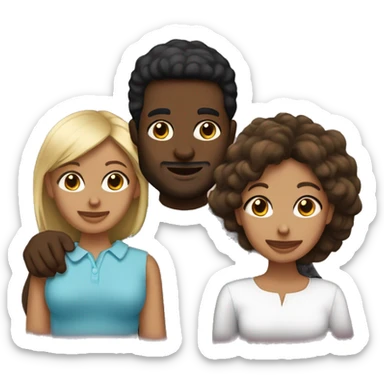 Pareja de pelo negro hombre y mujer con un bebé rubio  sticker