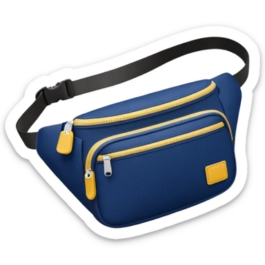 navy blue fanny pack angled view sticker