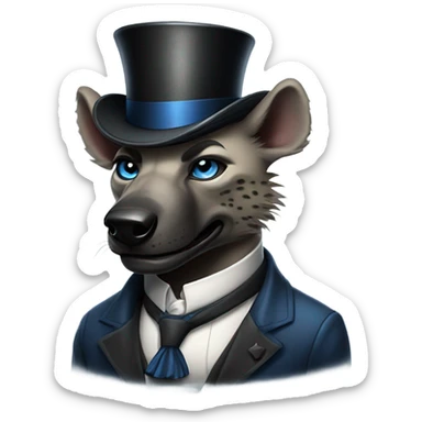 Male, muscular, hyena, smoking pipe, top hat, fancy, high class, blue eyes sticker