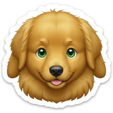 green dog extra furry golden retriever. The dog fur is all green sticker